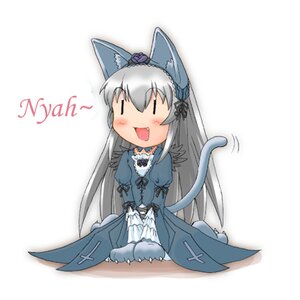 Rating: Safe Score: 0 Tags: 1girl :3 =_= animal_ears blush cat_ears cat_tail chibi dress fang image kemonomimi_mode long_hair open_mouth silver_hair sitting solo striped suigintou tail User: admin