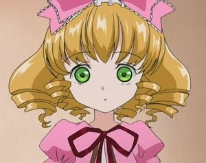 Rating: Safe Score: 0 Tags: 1girl blonde_hair bow dress drill_hair eyebrows_visible_through_hair frills green_eyes hina_ichigo hinaichigo image long_sleeves looking_at_viewer pink_bow ribbon short_hair simple_background solo upper_body User: admin