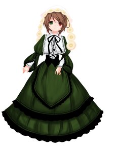Rating: Safe Score: 0 Tags: 1girl brown_hair costume_switch dress frills green_dress green_eyes heterochromia image long_sleeves looking_at_viewer red_eyes ribbon short_hair solo souseiseki suiseiseki white_background User: admin