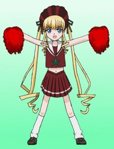 Rating: Safe Score: 0 Tags: 1girl :d blonde_hair blue_eyes cheerleader drill_hair full_body hat image kneehighs long_hair looking_at_viewer red_dress shinku shoes simple_background skirt solo standing twin_drills twintails very_long_hair white_legwear User: admin