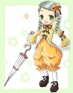 Rating: Safe Score: 0 Tags: 1girl :d black_footwear blush closed_umbrella dress drill_hair full_body green_eyes green_hair holding_umbrella image kanaria long_sleeves looking_at_viewer open_mouth parasol shoes smile solo standing twin_drills umbrella white_legwear yellow_dress User: admin