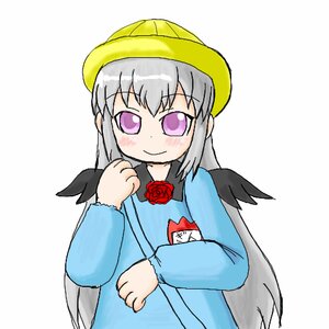 Rating: Safe Score: 0 Tags: 1girl black_wings blush feathered_wings flower grey_hair hat image kishin_sagume long_sleeves looking_at_viewer purple_eyes red_flower red_rose rose simple_background smile solo solo_wing striped suigintou white_background wings User: admin