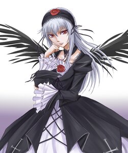 Rating: Safe Score: 0 Tags: 1girl black_dress black_wings dress flower frills hairband image long_hair long_sleeves looking_at_viewer red_eyes silver_hair solo suigintou wings User: admin