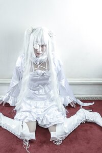 Rating: Safe Score: 0 Tags: 1girl boots dress flower hair_ornament high_heels kirakishou long_hair sitting solo white_dress white_hair User: admin