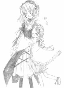 Rating: Safe Score: 0 Tags: 2girls auto_tagged closed_eyes dress frills full_body greyscale hairband image kanaria lolita_hairband long_hair long_sleeves monochrome multiple_girls open_mouth pair simple_background standing suigintou very_long_hair white_background User: admin