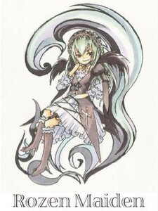 Rating: Safe Score: 0 Tags: 1girl boots dress frills full_body green_hair image knee_boots long_hair sitting smile solo suigintou umbrella very_long_hair User: admin