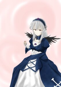 Rating: Safe Score: 0 Tags: 1girl black_wings dress feathers frills hairband image long_hair long_sleeves looking_at_viewer red_eyes silver_hair solo suigintou wings User: admin