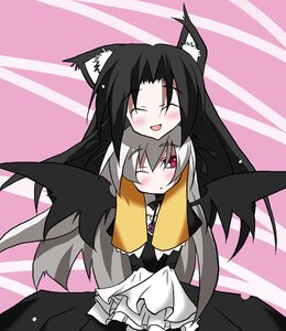 Rating: Safe Score: 0 Tags: 2girls animal_ears black_hair black_wings blush closed_eyes dress hug image kakizaki_megu long_hair long_sleeves multiple_girls one_eye_closed smile solo striped striped_background suigintou vertical_stripes wings User: admin