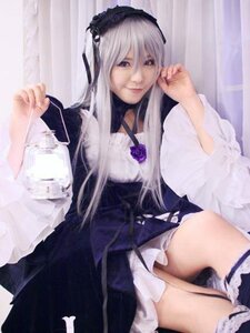 Rating: Safe Score: 0 Tags: 1girl curtains dress flower frills gothic_lolita hairband lolita_fashion long_hair long_sleeves looking_at_viewer rose silver_hair sitting solo suigintou User: admin