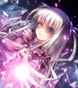 Rating: Safe Score: 0 Tags: 1girl barasuishou dress eyepatch flower image lolita_fashion long_hair long_sleeves outstretched_hand petals ribbon rose rose_petals silver_hair solo two_side_up wings yellow_eyes User: admin