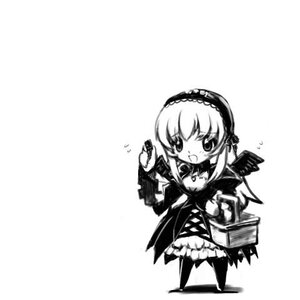 Rating: Safe Score: 0 Tags: 1girl :d chibi dress flying_sweatdrops full_body greyscale hairband image long_hair long_sleeves monochrome open_mouth simple_background smile solo standing suigintou white_background wings User: admin
