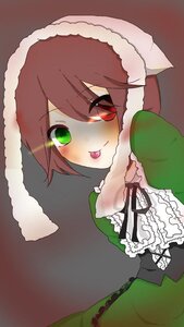 Rating: Safe Score: 0 Tags: 1girl brown_hair dress frills green_dress green_eyes image lolita_fashion long_sleeves simple_background solo suiseiseki tongue tongue_out User: admin