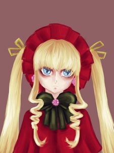 Rating: Safe Score: 0 Tags: 1girl blonde_hair blue_eyes bonnet bow bowtie dress drill_hair expressionless green_bow green_neckwear image long_hair long_sleeves looking_at_viewer red_dress shinku sidelocks simple_background solo twintails User: admin