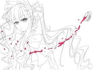 Rating: Safe Score: 0 Tags: 1girl bow dress eyebrows_visible_through_hair greyscale hair_ribbon hairband image long_hair looking_at_viewer monochrome parted_lips petals ribbon shinku solo striped striped_background twintails upper_body vertical_stripes very_long_hair User: admin