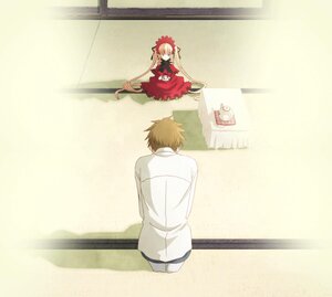 Rating: Safe Score: 0 Tags: 1boy 1girl blonde_hair dress image long_hair long_sleeves shinku sitting solo table tatami User: admin