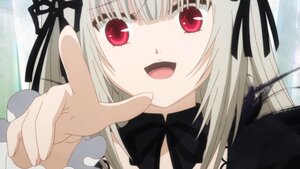 Rating: Safe Score: 3 Tags: 1girl :d bangs black_ribbon detached_collar dress face hair_ribbon image long_hair looking_at_viewer open_mouth red_eyes ribbon silver_hair smile solo suigintou User: admin