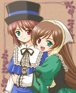 Rating: Safe Score: 0 Tags: 2girls :d brown_hair dress frills green_dress green_eyes hat head_scarf heterochromia hug image long_hair long_sleeves looking_at_viewer multiple_girls open_mouth pair red_eyes short_hair siblings sisters smile souseiseki suiseiseki twins very_long_hair User: admin