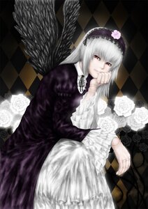 Rating: Safe Score: 0 Tags: 1girl argyle argyle_background argyle_legwear black_flower black_rose black_wings board_game chair checkered checkered_background checkered_floor checkered_kimono checkered_skirt chess_piece chin_rest dress floor flower hairband image knight_(chess) lolita_fashion long_hair perspective pink_rose red_eyes rose solo stained_glass suigintou tile_floor tile_wall tiles vanishing_point white_flower white_rose wings User: admin