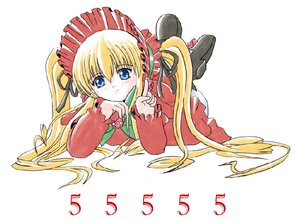 Rating: Safe Score: 0 Tags: 1girl blonde_hair blue_eyes blush bonnet bow bowtie dress image long_hair long_sleeves looking_at_viewer red_dress shinku simple_background solo striped twintails very_long_hair white_background User: admin