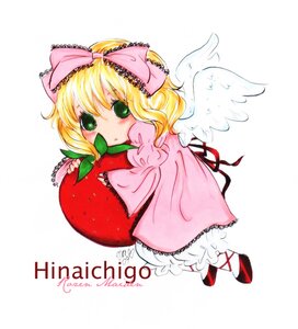 Rating: Safe Score: 0 Tags: 1girl angel angel_wings apple blonde_hair bow feathered_wings food fruit full_body green_eyes hair_bow hina_ichigo hinaichigo image mini_wings pink_bow pink_dress shoes short_hair solo strawberry striped white_wings wings User: admin