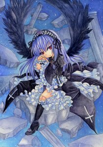 Rating: Safe Score: 0 Tags: 1girl black_wings dress frilled_sleeves frills hairband image joints lolita_fashion lolita_hairband long_hair long_sleeves looking_at_viewer red_eyes ribbon sitting solo suigintou traditional_media watercolor_(medium) wings User: admin