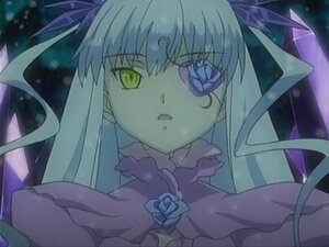 Rating: Safe Score: 0 Tags: 1girl barasuishou blue_flower blue_rose eyepatch flower hair_ribbon image long_hair ribbon rose solo suigintou yellow_eyes User: admin