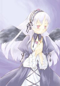 Rating: Safe Score: 0 Tags: 1girl black_dress black_ribbon black_wings detached_collar dress expressionless flower frilled_sleeves frills gem hairband image jewelry lolita_hairband long_hair long_sleeves pink_eyes purple_background ribbon ring rose rozen_maiden silver_hair simple_background solo suigintou takano_natsuki upper_body very_long_hair wings User: admin