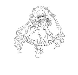 Rating: Safe Score: 0 Tags: 1girl bow bowtie dress drill_hair frills full_body greyscale hat image long_hair long_sleeves looking_at_viewer monochrome shinku sitting solo twin_drills twintails very_long_hair User: admin