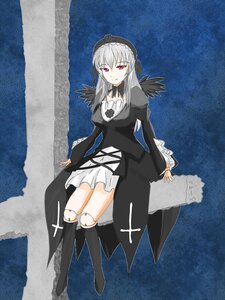 Rating: Safe Score: 0 Tags: 1girl boots dress frills full_body hairband image knee_boots long_hair long_sleeves looking_at_viewer red_eyes ribbon rose silver_hair smile solo standing suigintou wings User: admin