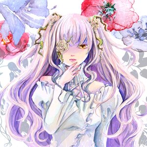 Rating: Safe Score: 0 Tags: 1girl dress eyepatch flower frills hair_ornament image kirakishou long_hair looking_at_viewer pink_hair purple_hair rose solo very_long_hair wavy_hair white_dress yellow_eyes User: admin