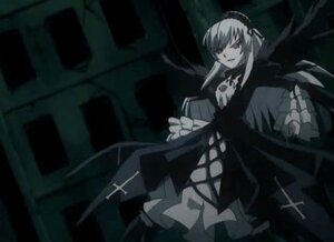 Rating: Safe Score: 0 Tags: 1girl black_wings closed_eyes cross dress flower frilled_sleeves frills hairband image long_hair long_sleeves rose silver_hair solo suigintou very_long_hair wings User: admin