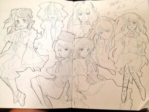 Rating: Safe Score: 0 Tags: 6+girls bow dress flower hair_flower hair_ornament hat image long_hair monochrome multiple multiple_girls short_hair sketch smile tagme wings User: admin