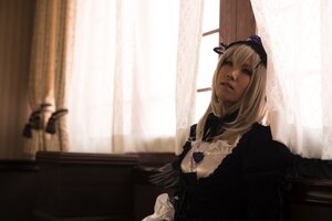 Rating: Safe Score: 0 Tags: 1girl blonde_hair curtains dress flower gothic_lolita hair_flower hair_ornament indoors lips long_hair realistic solo suigintou window User: admin