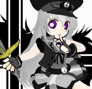 Rating: Safe Score: 0 Tags: 1girl finger_to_mouth fingerless_gloves gloves hat image long_hair peaked_cap purple_eyes solo suigintou weapon User: admin