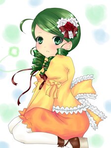 Rating: Safe Score: 0 Tags: 1girl ahoge blush dress drill_hair flower green_eyes green_hair hair_ornament image kanaria pantyhose rose solo striped twin_drills User: admin