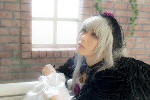 Rating: Safe Score: 0 Tags: 1girl brick_wall fence flower frills gothic_lolita lips lolita_fashion long_hair long_sleeves solo suigintou upper_body window User: admin