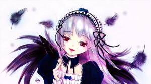 Rating: Safe Score: 0 Tags: 1girl :d black_wings detached_collar dress feathered_wings feathers frills hairband image index_finger_raised long_hair long_sleeves looking_at_viewer open_mouth red_eyes ribbon silver_hair smile solo suigintou upper_body wings User: admin