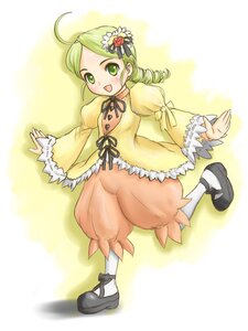 Rating: Safe Score: 0 Tags: 1girl ahoge blonde_hair blush dress drill_hair full_body green_eyes green_hair hair_ornament image kanaria long_sleeves mary_janes open_mouth puffy_sleeves ribbon shoes smile solo twin_drills white_legwear User: admin