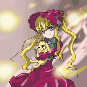 Rating: Safe Score: 0 Tags: 1girl blonde_hair blue_eyes bonnet bow dress image long_hair long_sleeves looking_at_viewer red_dress shinku sidelocks solo twintails very_long_hair User: admin