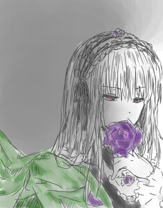 Rating: Safe Score: 0 Tags: 1girl bangs dress eyebrows_visible_through_hair flower hairband holding_flower image long_hair long_sleeves looking_at_viewer purple_flower purple_rose red_eyes rose solo suigintou User: admin