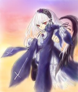 Rating: Safe Score: 0 Tags: 1girl bangs black_wings dress flower frilled_sleeves frills hairband image juliet_sleeves long_hair long_sleeves looking_at_viewer red_eyes rose smile solo standing suigintou very_long_hair wings User: admin