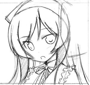 Rating: Safe Score: 0 Tags: 1girl :o apron blush dress eyebrows_visible_through_hair frills greyscale head_scarf image long_hair looking_at_viewer monochrome open_mouth simple_background sketch solo suiseiseki upper_body white_background User: admin