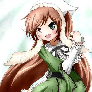 Rating: Safe Score: 0 Tags: 1girl :d black_ribbon blush brown_hair dress frills green_dress green_eyes hat heterochromia image long_hair long_sleeves looking_at_viewer open_mouth red_eyes ribbon smile solo suiseiseki very_long_hair User: admin