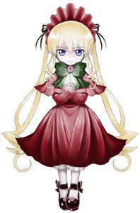 Rating: Safe Score: 0 Tags: 1girl black_footwear blonde_hair blue_eyes bonnet bow bowtie dress flower full_body green_bow image long_hair long_sleeves looking_at_viewer red_dress shinku shoes simple_background solo standing twintails very_long_hair white_background white_legwear User: admin