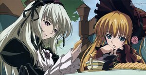 Rating: Safe Score: 0 Tags: 2girls blonde_hair dress flower frills hairband image long_hair long_sleeves multiple_girls pair rose shinku silver_hair suigintou User: admin