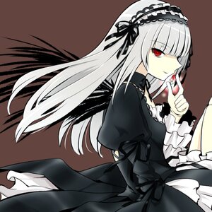 Rating: Safe Score: 0 Tags: 1girl black_dress dress frills gothic_lolita hairband image juliet_sleeves lolita_fashion lolita_hairband long_hair long_sleeves looking_at_viewer puffy_sleeves red_eyes ribbon silver_hair simple_background solo suigintou wings User: admin