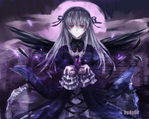 Rating: Safe Score: 0 Tags: 1girl black_dress black_ribbon black_wings detached_collar dress feathered_wings feathers flower frills hairband image lolita_hairband long_hair long_sleeves looking_at_viewer pink_eyes rose silver_hair smile solo suigintou very_long_hair wings User: admin