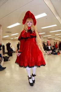 Rating: Safe Score: 0 Tags: 1girl blonde_hair bonnet dress hood long_hair pantyhose photo red_dress shinku shoes solo solo_focus standing white_legwear User: admin