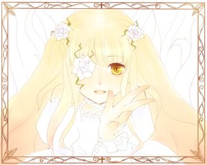 Rating: Safe Score: 0 Tags: 1girl bangs blonde_hair blush dress eyepatch flower frame frills hair_flower hair_ornament image kirakishou long_hair rose solo striped vertical_stripes yellow_eyes User: admin