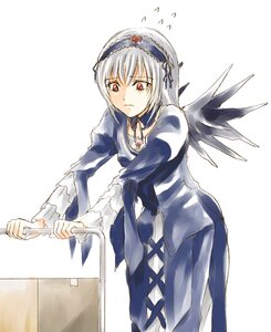 Rating: Safe Score: 3 Tags: 1girl black_wings dress flying_sweatdrops frills hairband holding holding_weapon image long_sleeves looking_at_viewer puffy_sleeves red_eyes ribbon rose simple_background solo standing suigintou weapon white_background wings User: admin